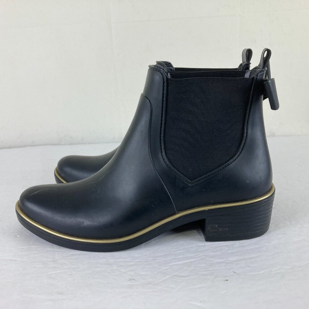 Kate Spade Womens Sz 8 Sedgewick Chelsea‎ Rain Booties Black Outdoor Block Heel - Picture 2 of 10